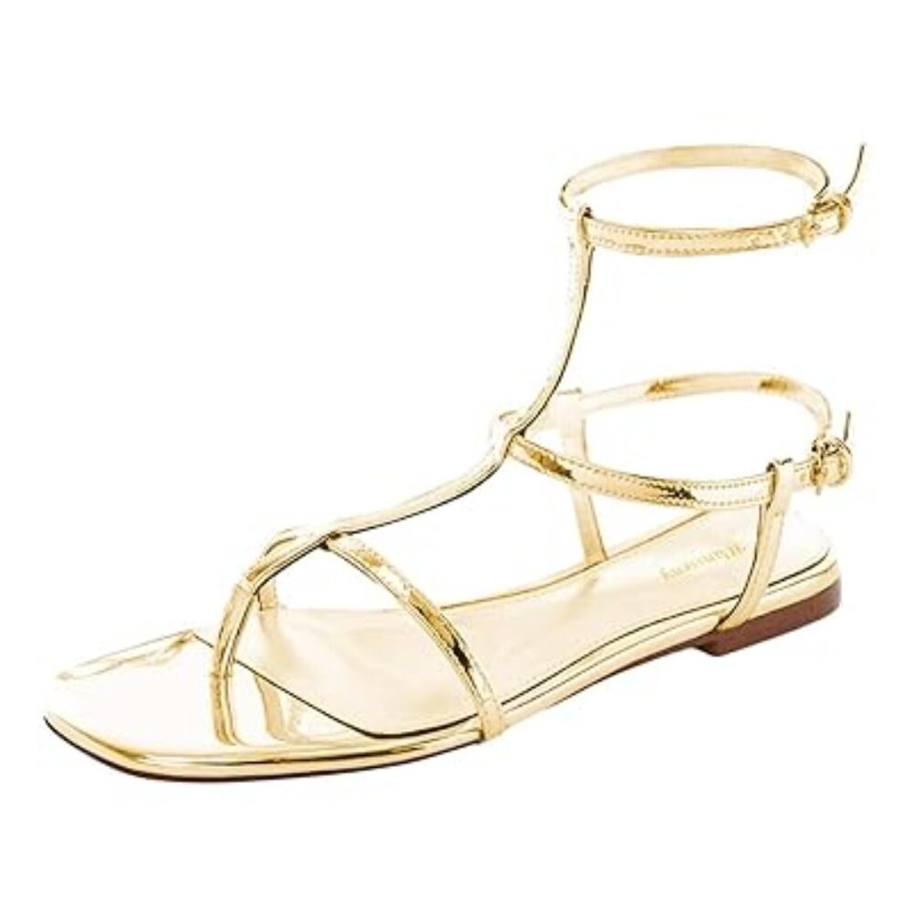 Wansseny Trendy Open Toe Flat Heel Sandals Ankle Strap Ladies Summer Vacation